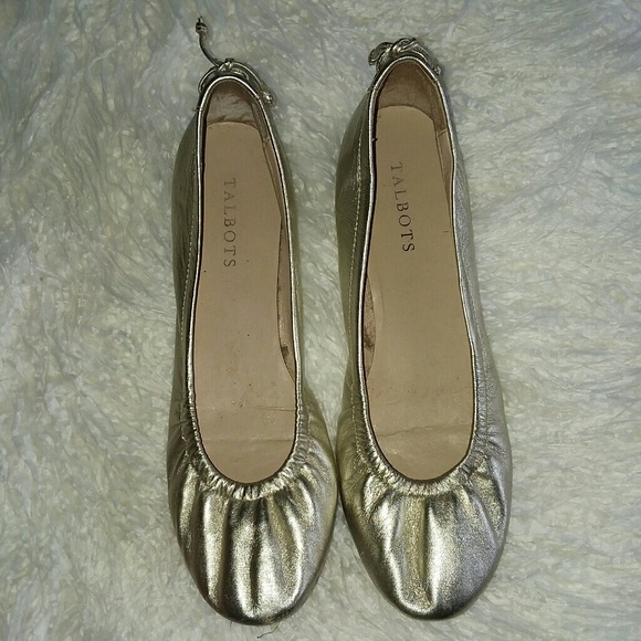 Talbots Gold Leather Ballet shoes - Picture 1 of 5